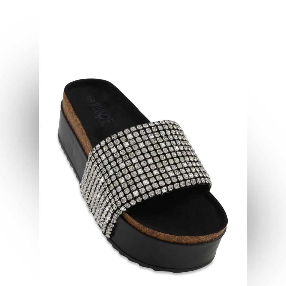 Rouge Glam Black and Silver Platform Sandals